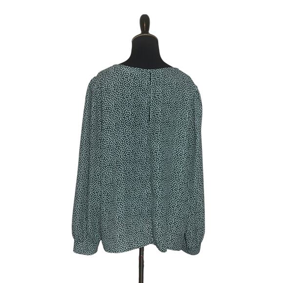 All in Favor green white print long sleeves tunic Blouse size XXL - Picture 2 of 11